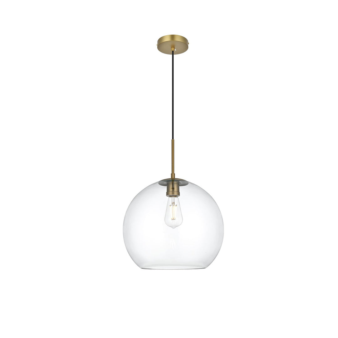 14 Inch Pendant Clear Shade In Satin Gold by Living District