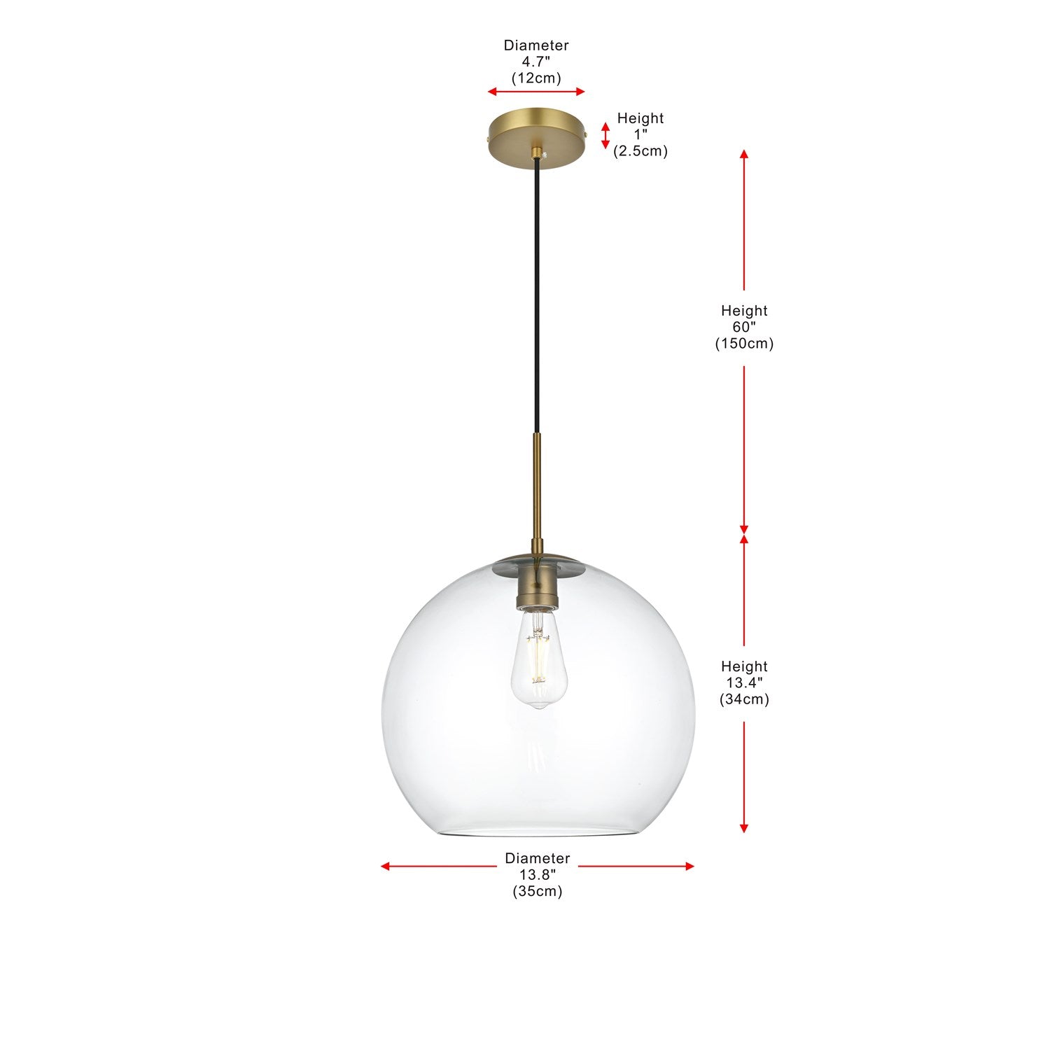 14 Inch Pendant Clear Shade In Satin Gold