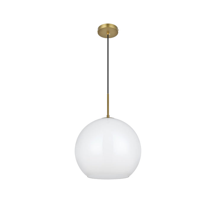 14 Inch Pendant Frosted White Shade In Satin Gold
