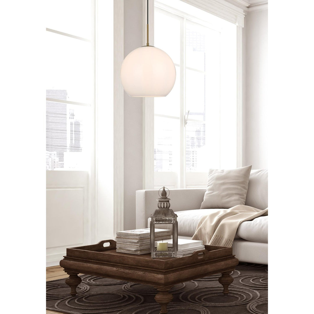 14 Inch Pendant Frosted White Shade In Satin Gold