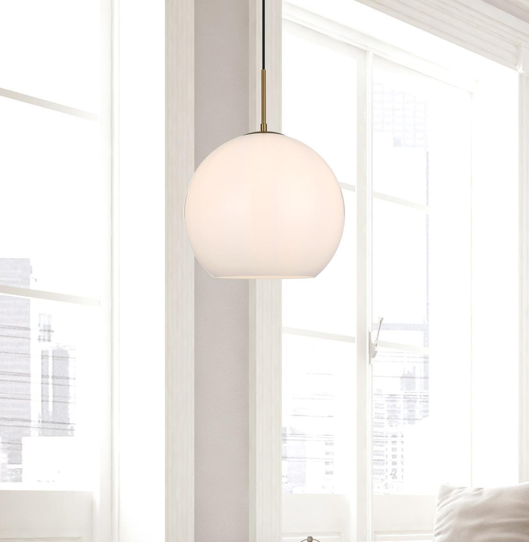 14 Inch Pendant Frosted White Shade In Satin Gold