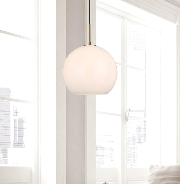 14 Inch Pendant Frosted White Shade In Satin Gold