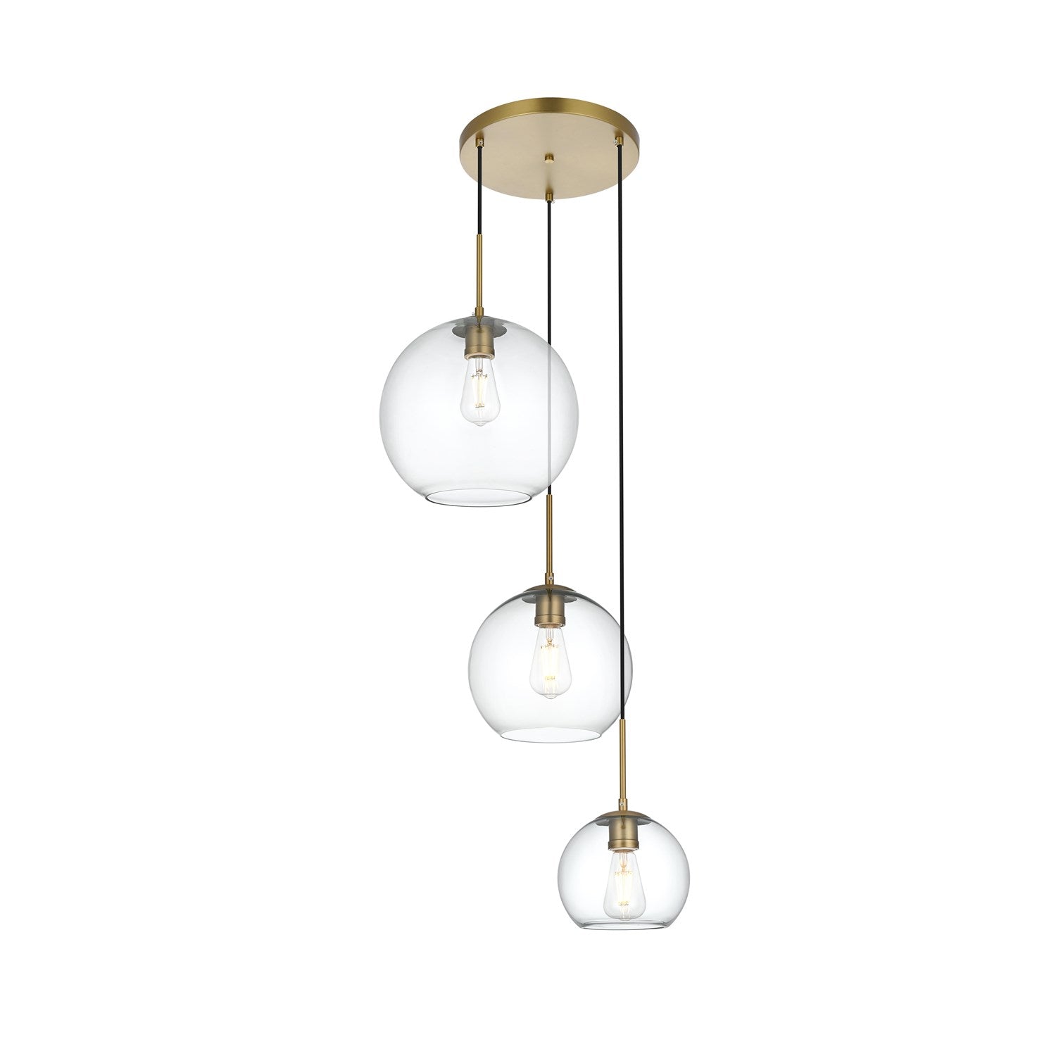 21 Inch Pendant Clear Shade In Satin Gold by Living District