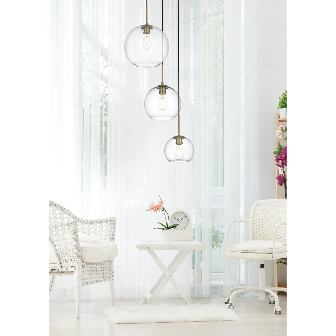 21 Inch Pendant Clear Shade In Satin Gold