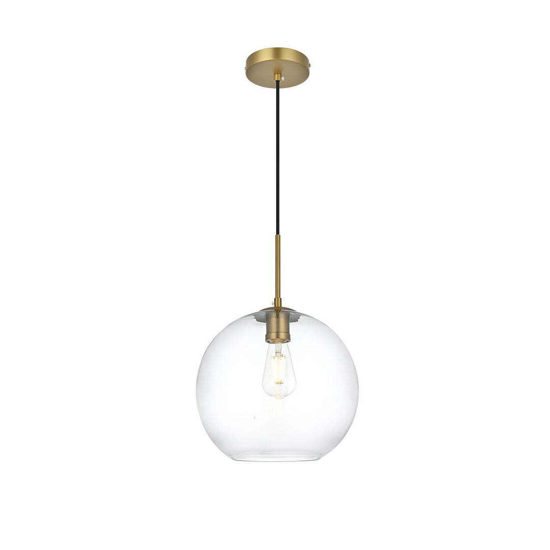 12 Inch Pendant Clear Shade In Satin Gold by Living District