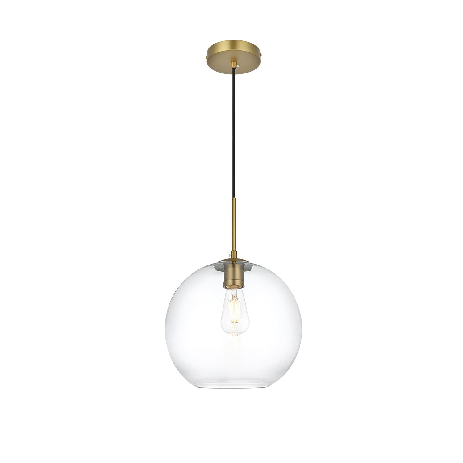 12 Inch Pendant Clear Shade In Satin Gold by Living District