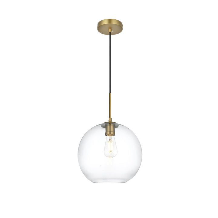 12 Inch Pendant Clear Shade In Satin Gold by Living District