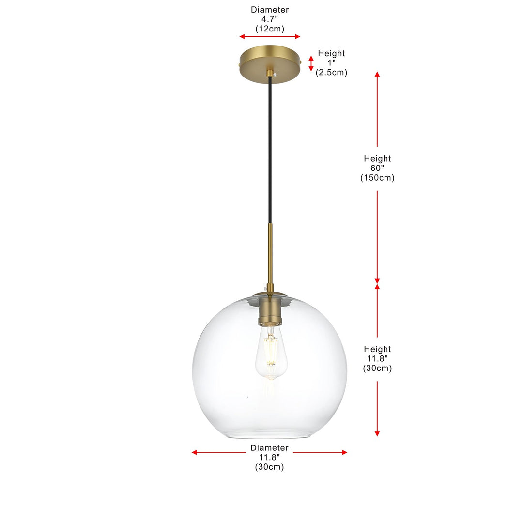 12 Inch Pendant Clear Shade In Satin Gold