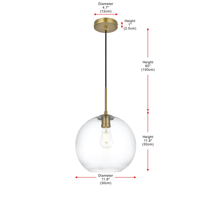 12 Inch Pendant Clear Shade In Satin Gold