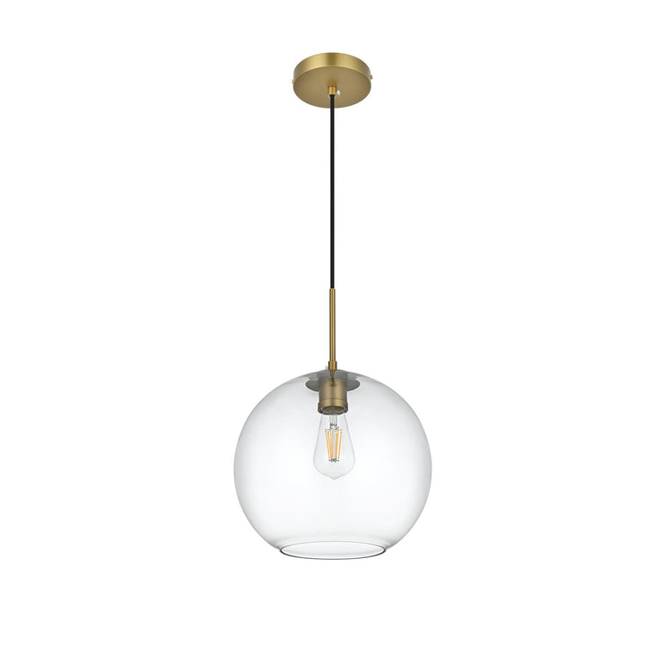 12 Inch Pendant Clear Shade In Satin Gold