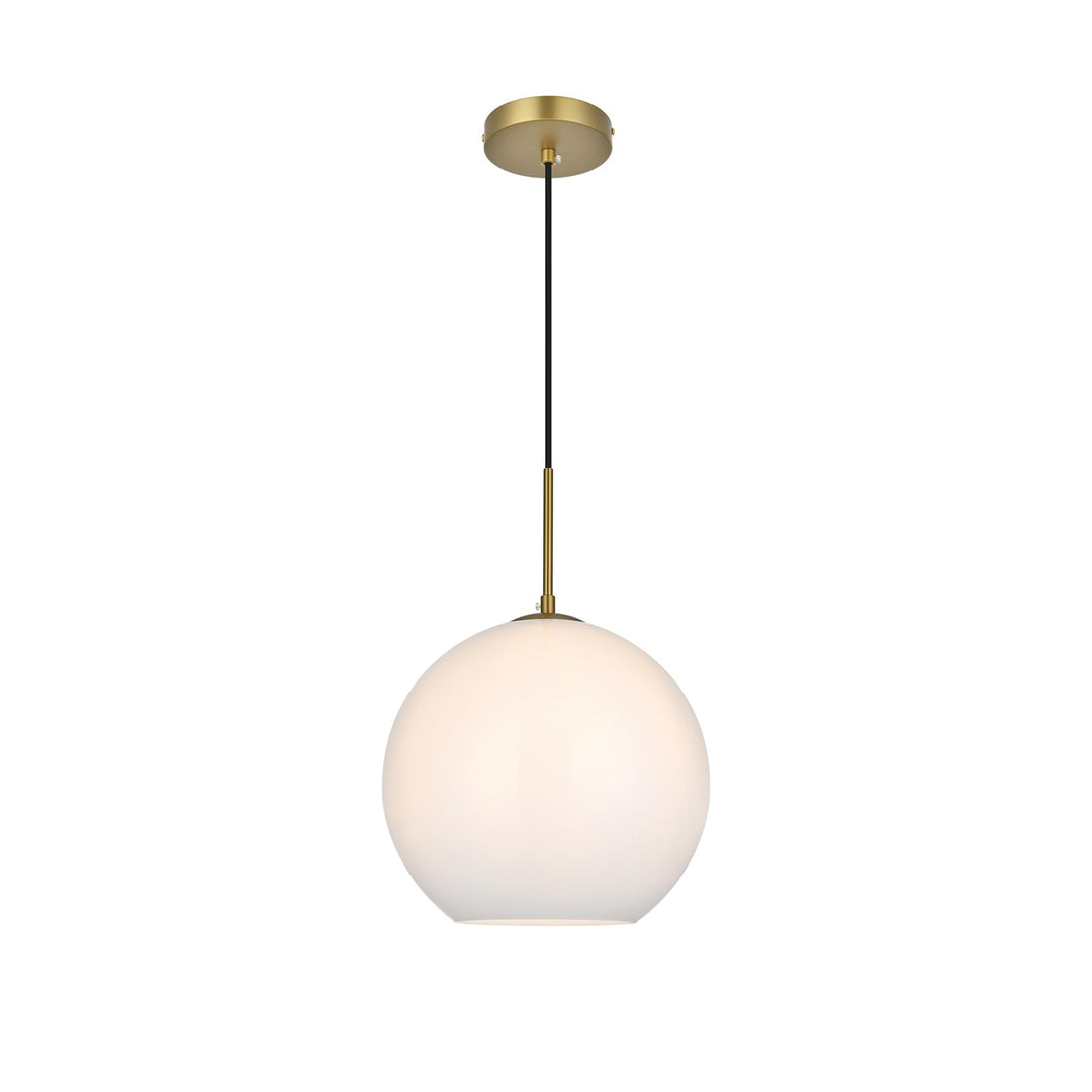 12 Inch Pendant Frosted White Shade In Satin Gold by Living District