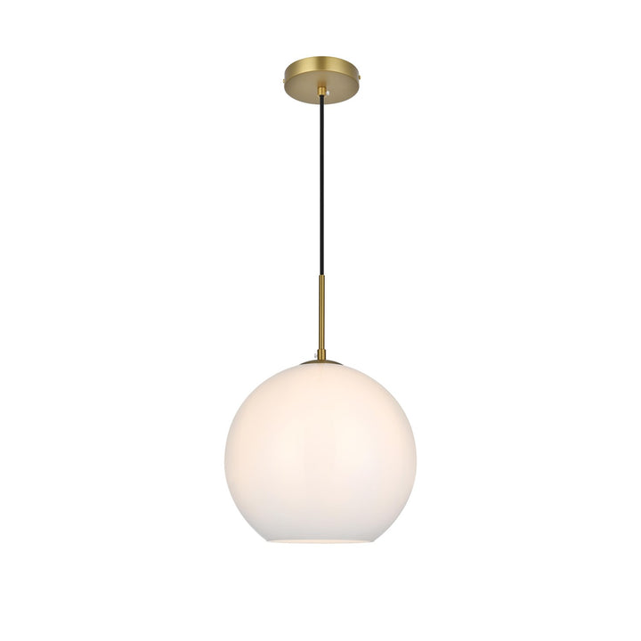 12 Inch Pendant Frosted White Shade In Satin Gold by Living District