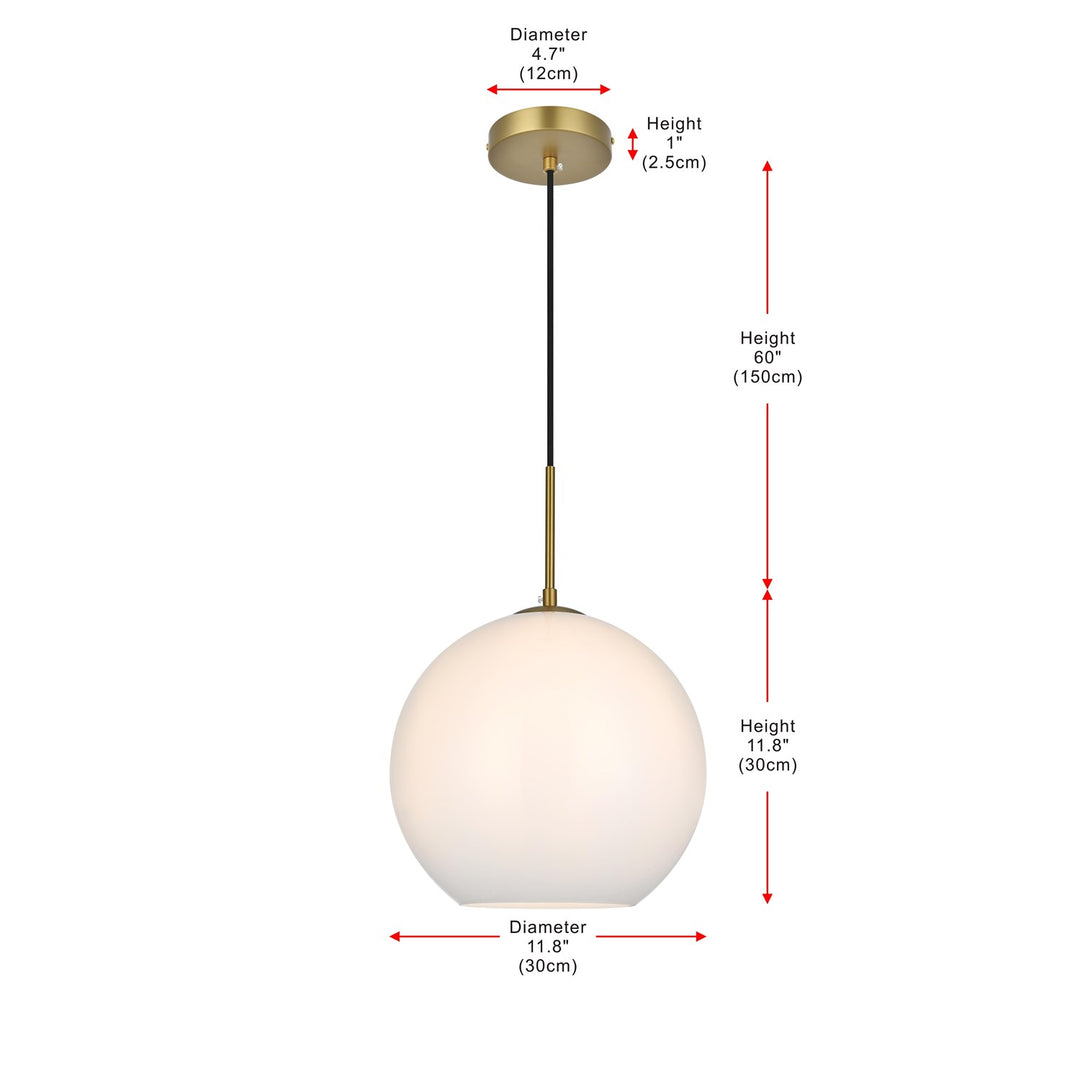 12 Inch Pendant Frosted White Shade In Satin Gold