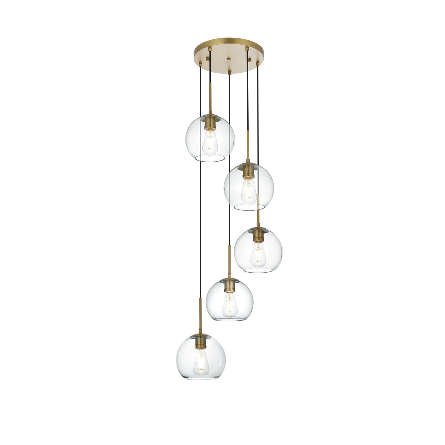 18 Inch Pendant Clear Shade In Satin Gold by Living District