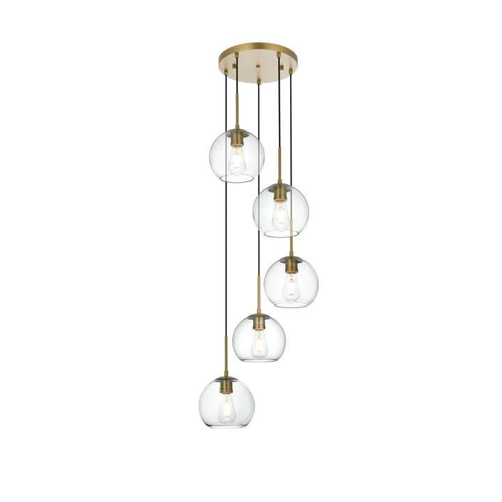 18 Inch Pendant Clear Shade In Satin Gold by Living District