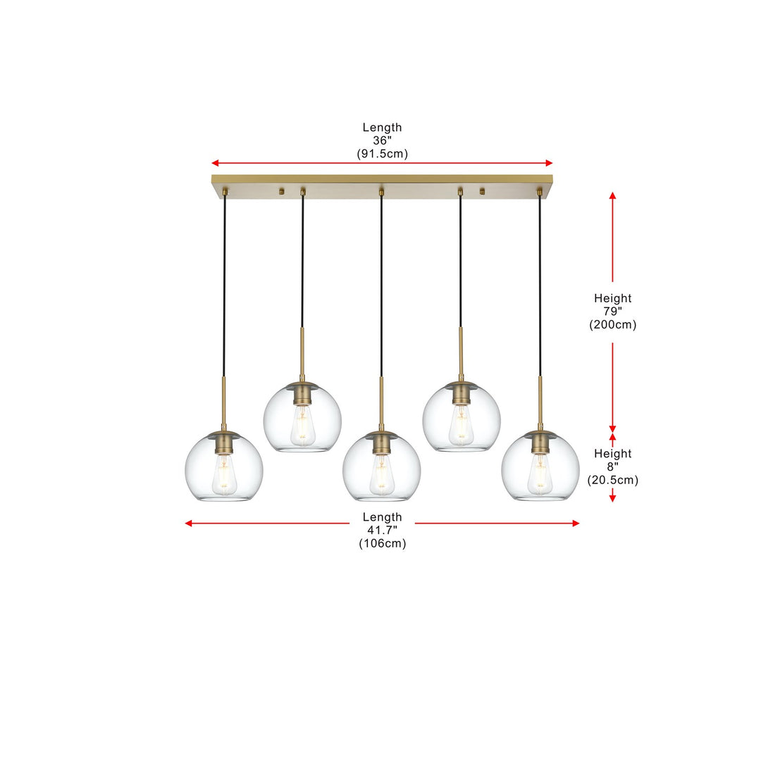 41.5 Inch Pendant Clear Shade In Satin Gold