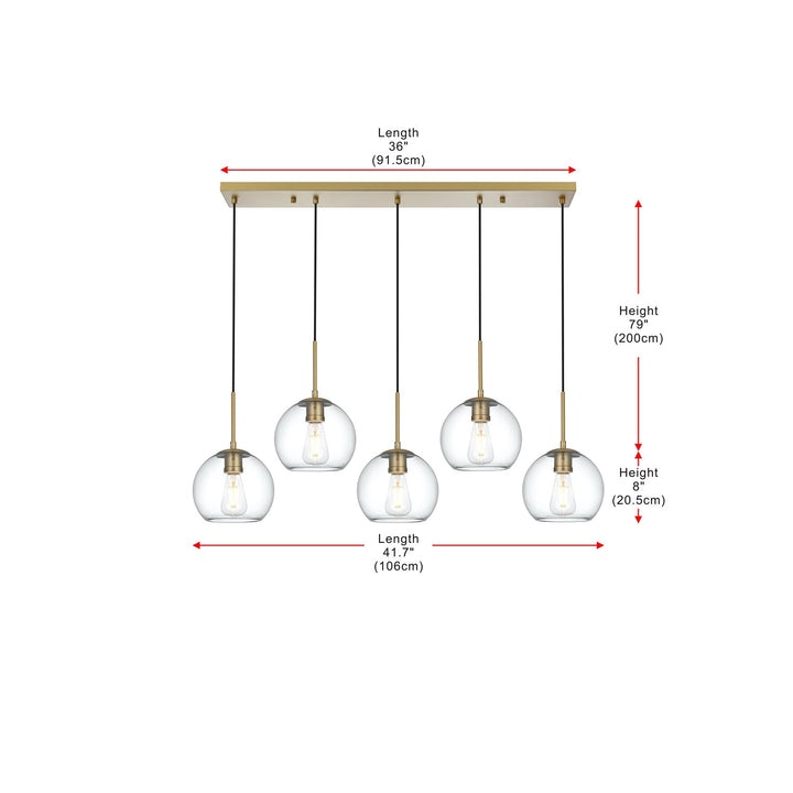 41.5 Inch Pendant Clear Shade In Satin Gold