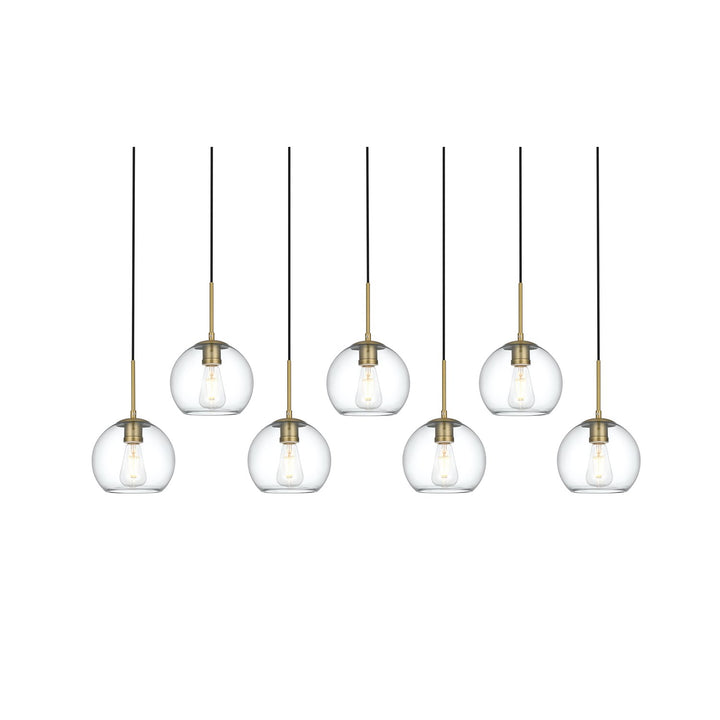 54 Inch Pendant Clear Shade In Satin Gold
