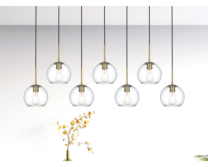 54 Inch Pendant Clear Shade In Satin Gold