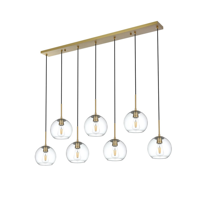 54 Inch Pendant Clear Shade In Satin Gold