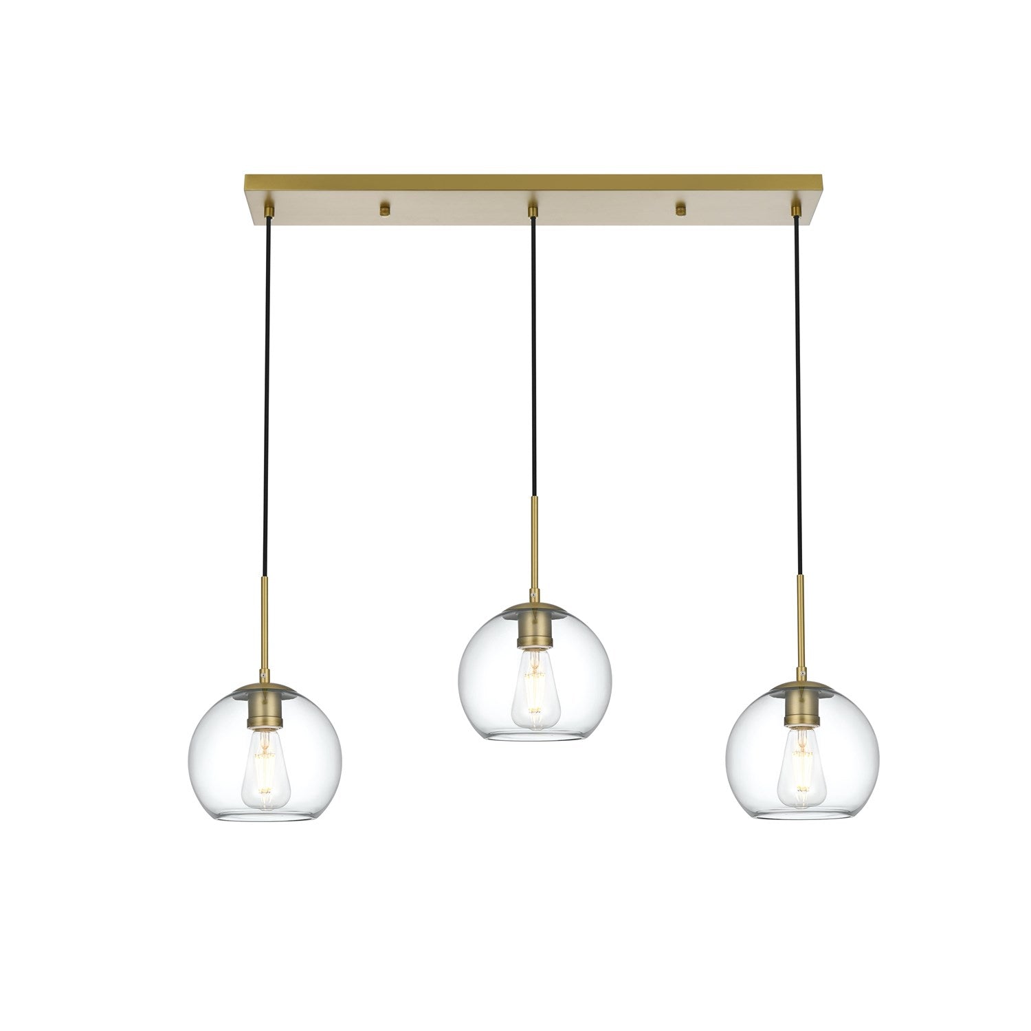 36 Inch Pendant Clear Shade In Satin Gold by Living District