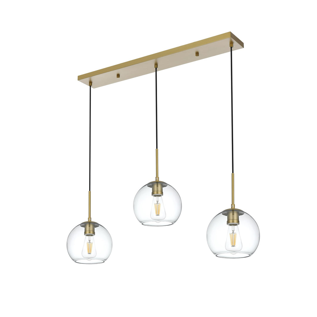 36 Inch Pendant Clear Shade In Satin Gold