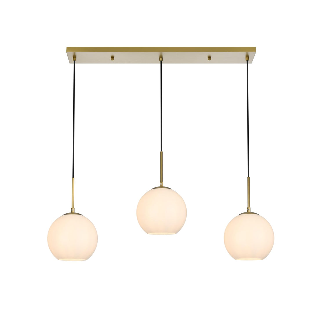 36 Inch Pendant Frosted White Shade In Satin Gold by Living District