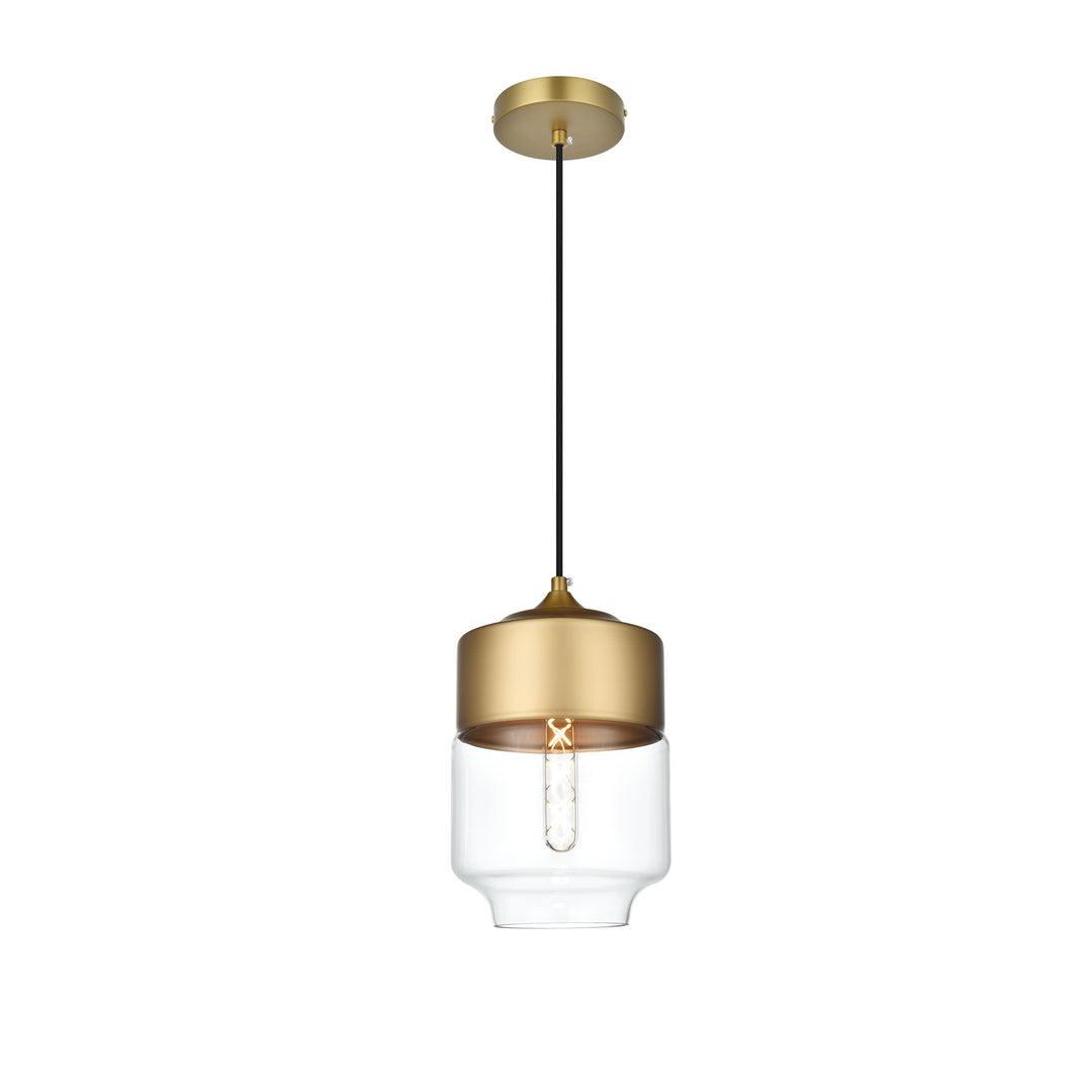 7 Inch Pendant Clear Shade In Satin Gold by Living District