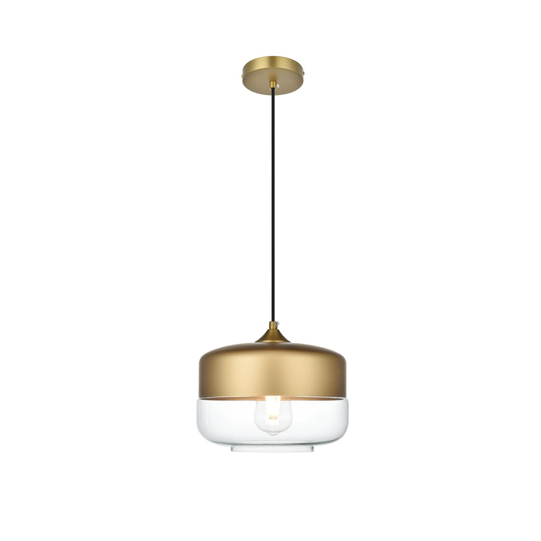10 Inch Pendant Clear Shade In Satin Gold by Living District