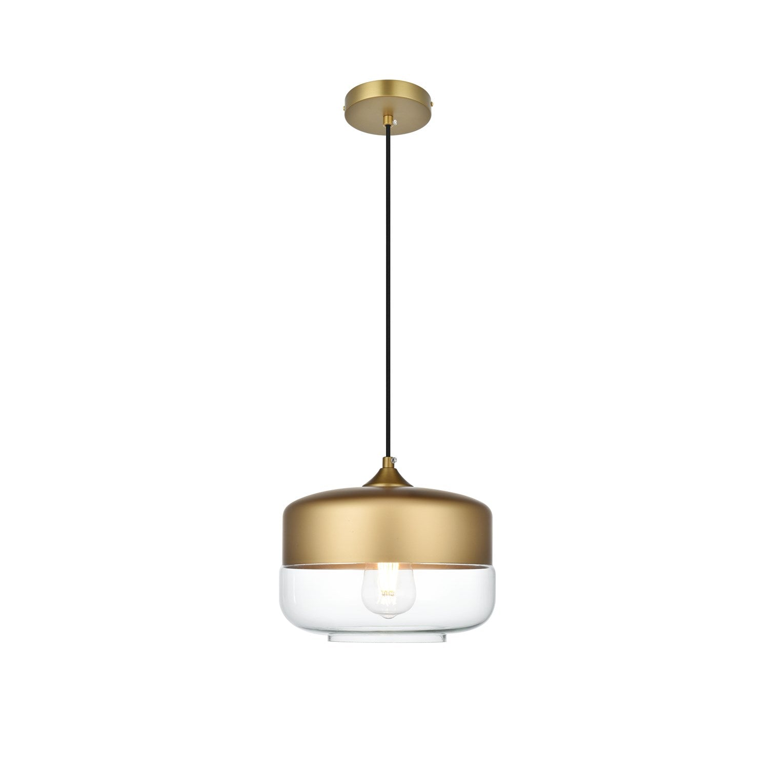 10 Inch Pendant Clear Shade In Satin Gold by Living District