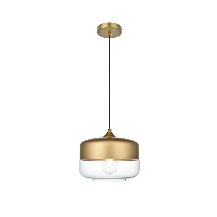 10 Inch Pendant Clear Shade In Satin Gold by Living District
