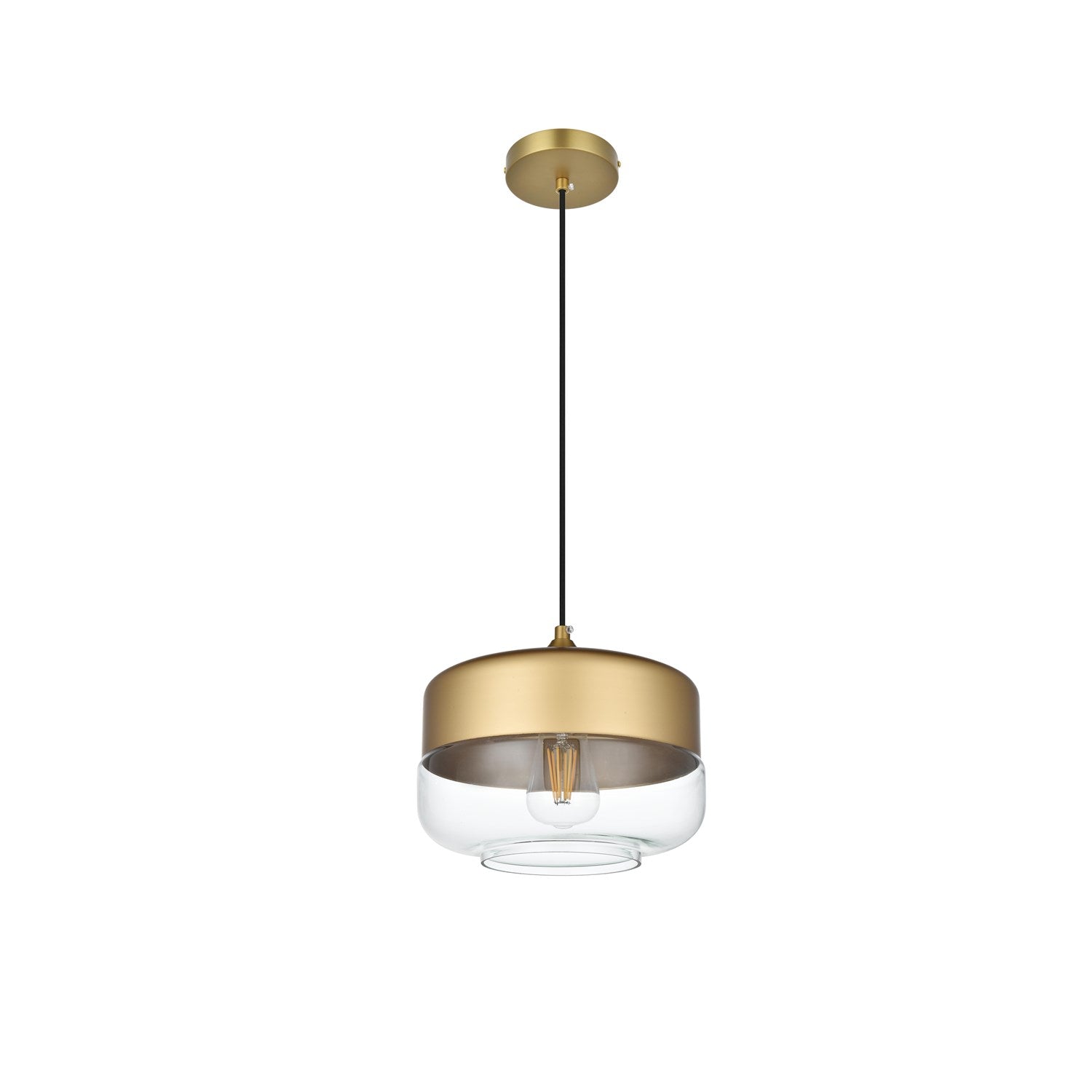 10 Inch Pendant Clear Shade In Satin Gold