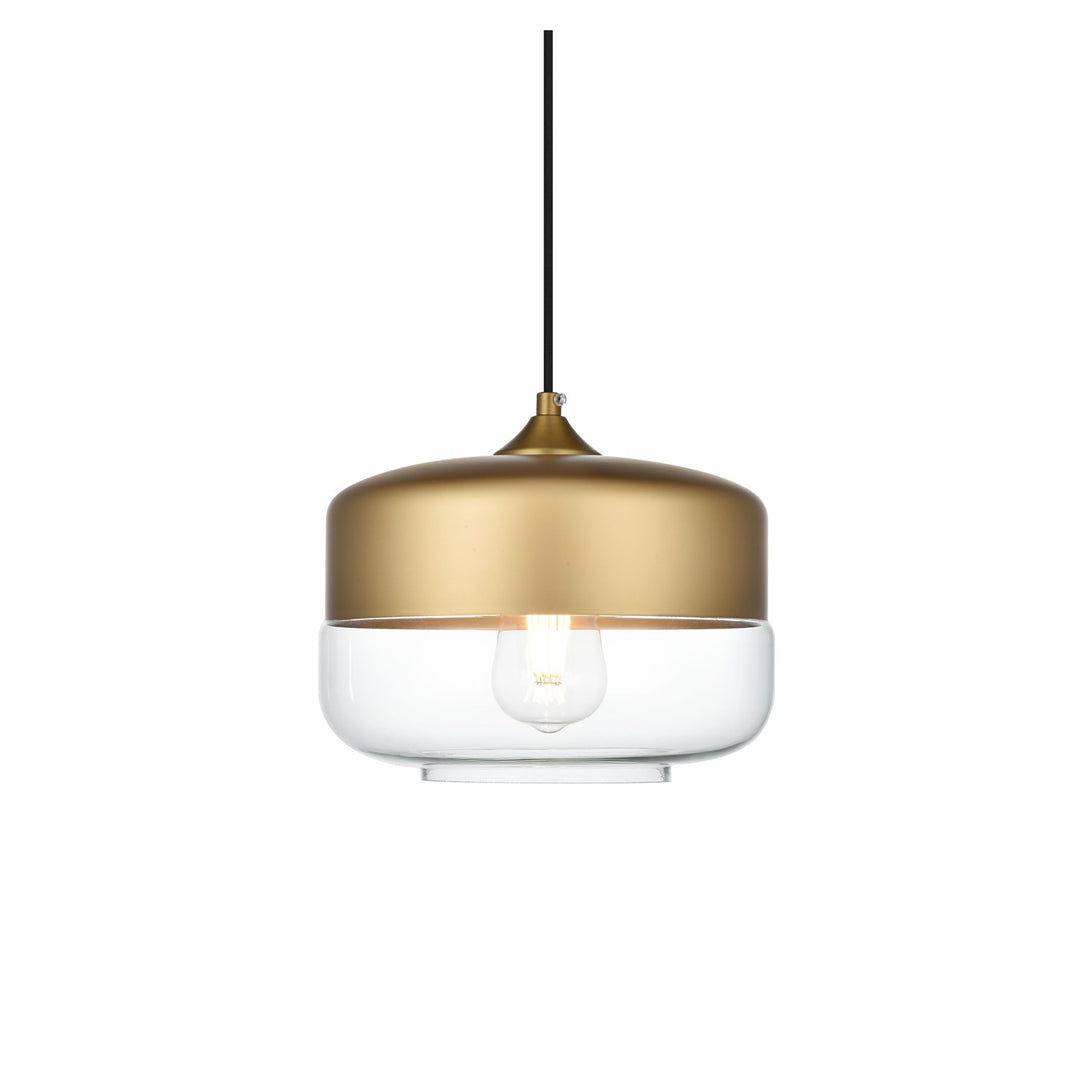 10 Inch Pendant Clear Shade In Satin Gold