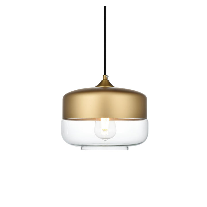 10 Inch Pendant Clear Shade In Satin Gold