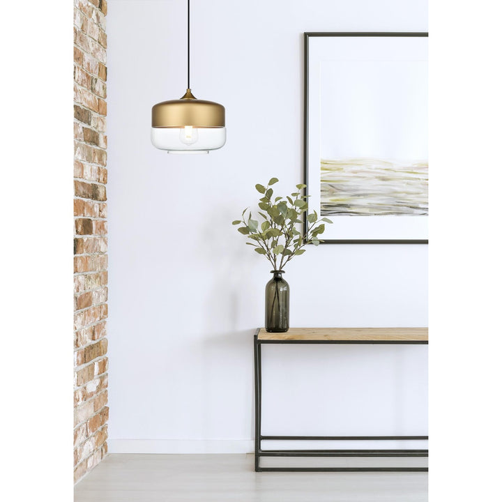 10 Inch Pendant Clear Shade In Satin Gold
