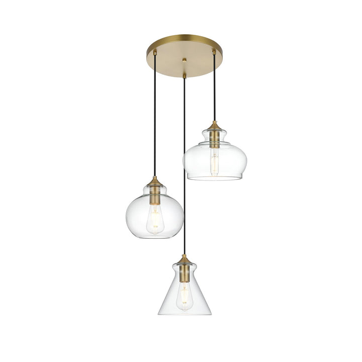 18.5 Inch Pendant Clear Shade In Satin Gold by Living District