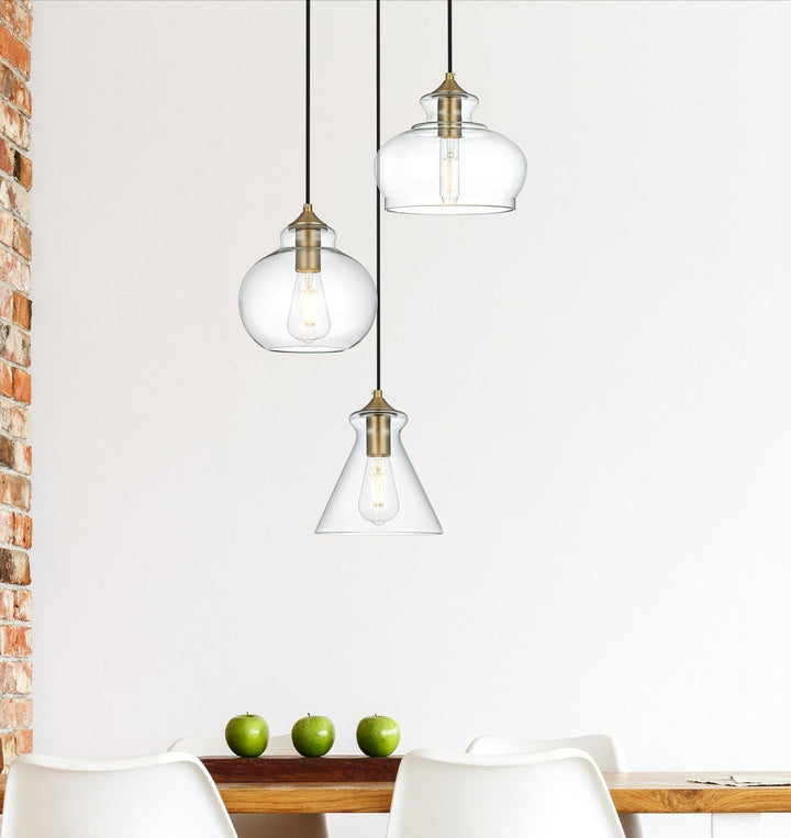 18.5 Inch Pendant Clear Shade In Satin Gold