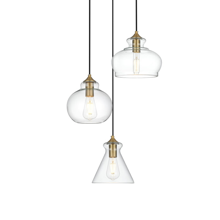 18.5 Inch Pendant Clear Shade In Satin Gold
