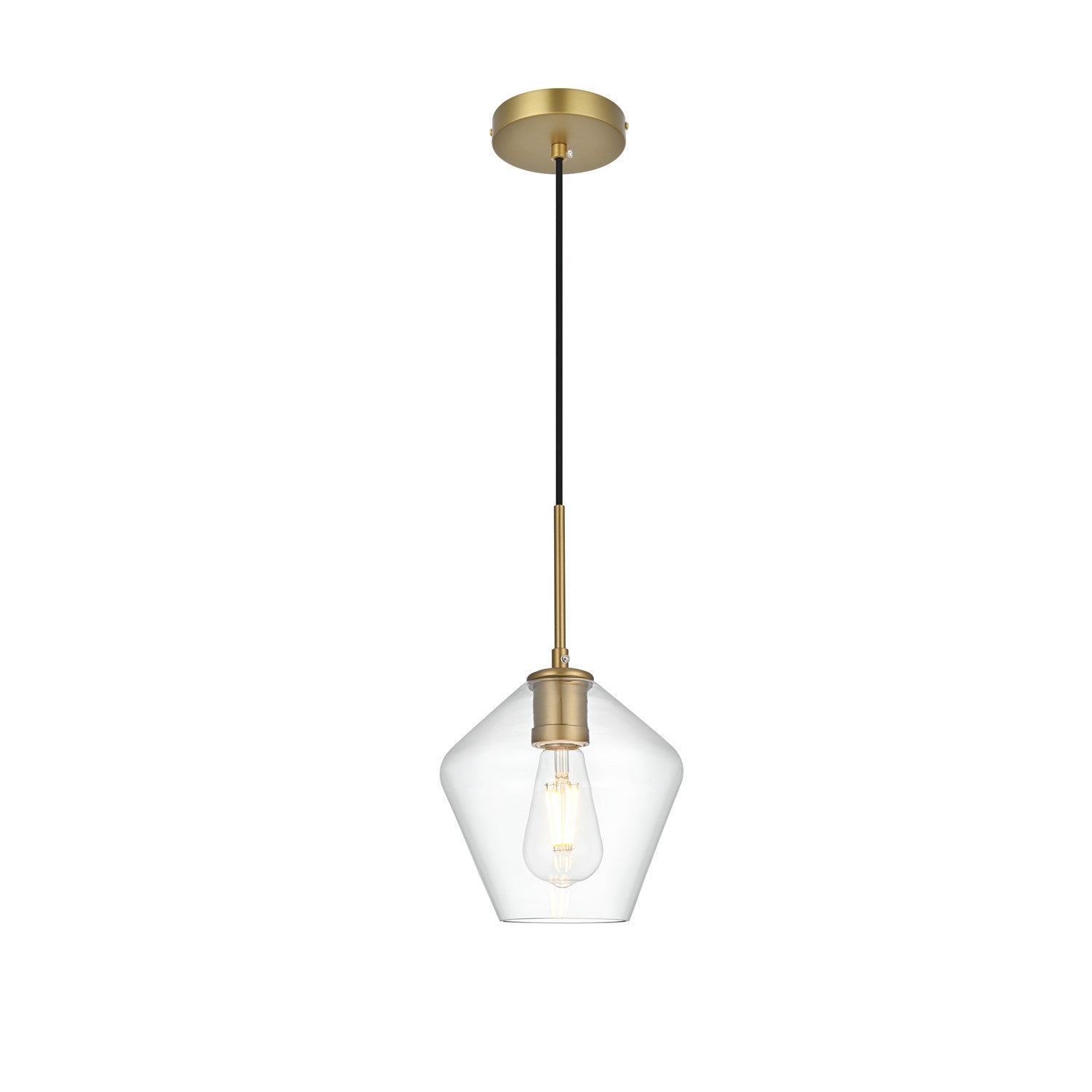 8 Inch Pendant Clear Shade In Satin Gold by Living District