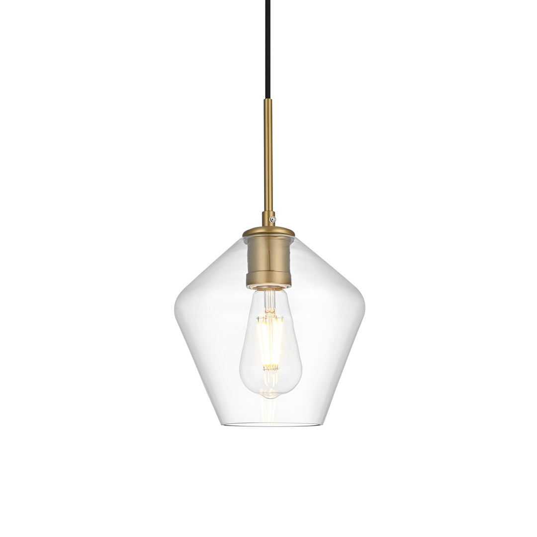 8 Inch Pendant Clear Shade In Satin Gold