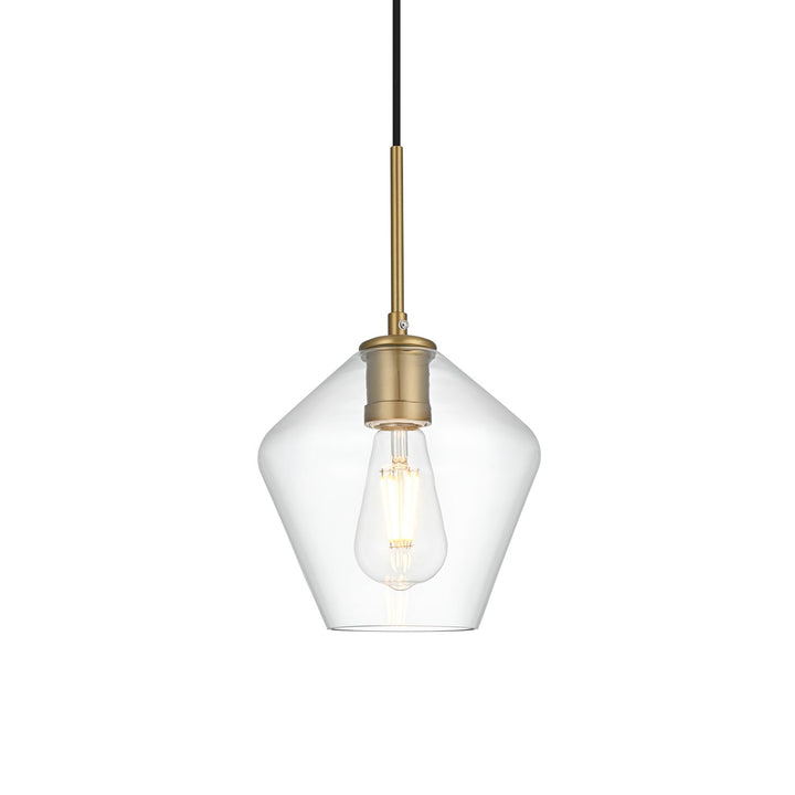 8 Inch Pendant Clear Shade In Satin Gold