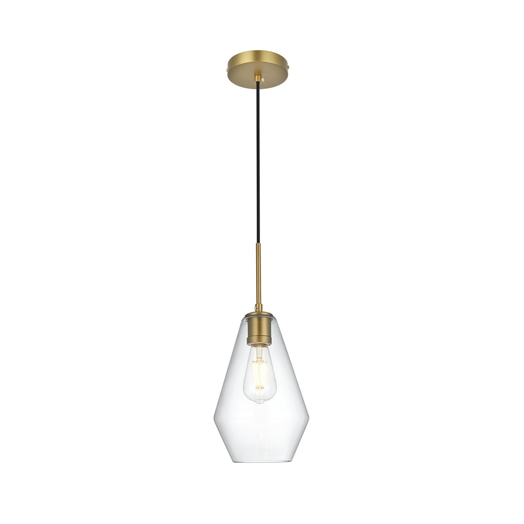 7 Inch Pendant Clear Shade In Satin Gold by Living District