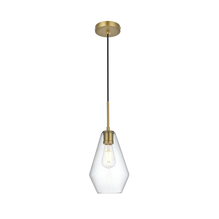 7 Inch Pendant Clear Shade In Satin Gold by Living District