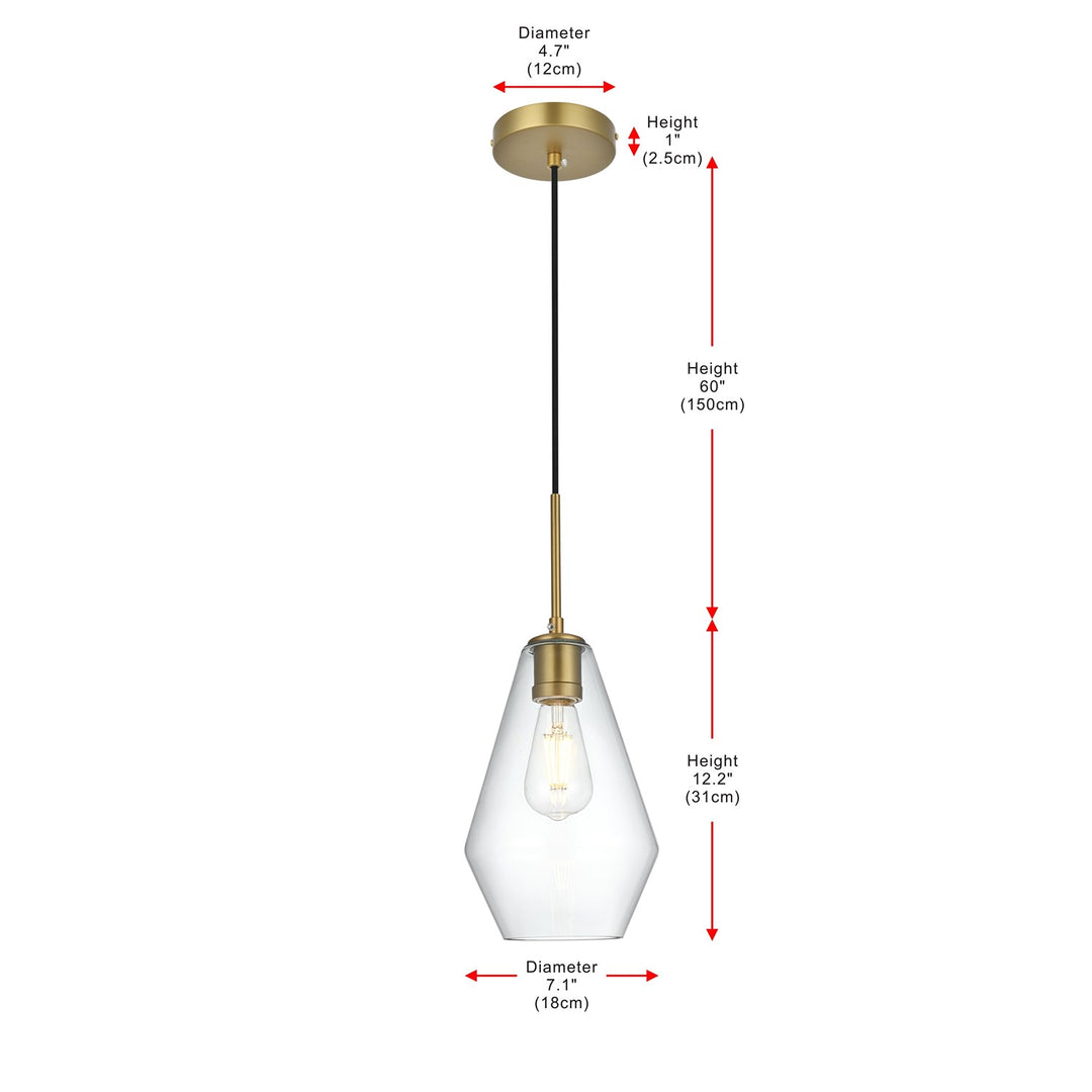 7 Inch Pendant Clear Shade In Satin Gold