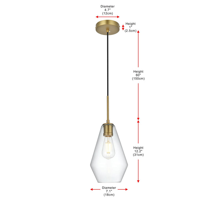 7 Inch Pendant Clear Shade In Satin Gold