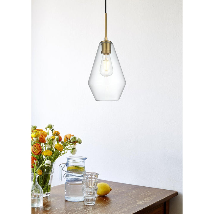 7 Inch Pendant Clear Shade In Satin Gold