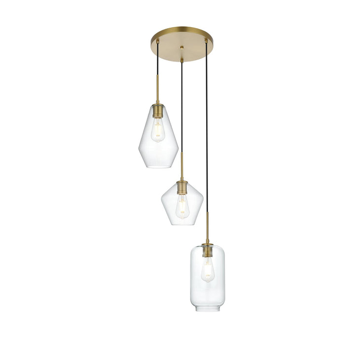 17.5 Inch Pendant Clear Shade In Satin Gold by Living District