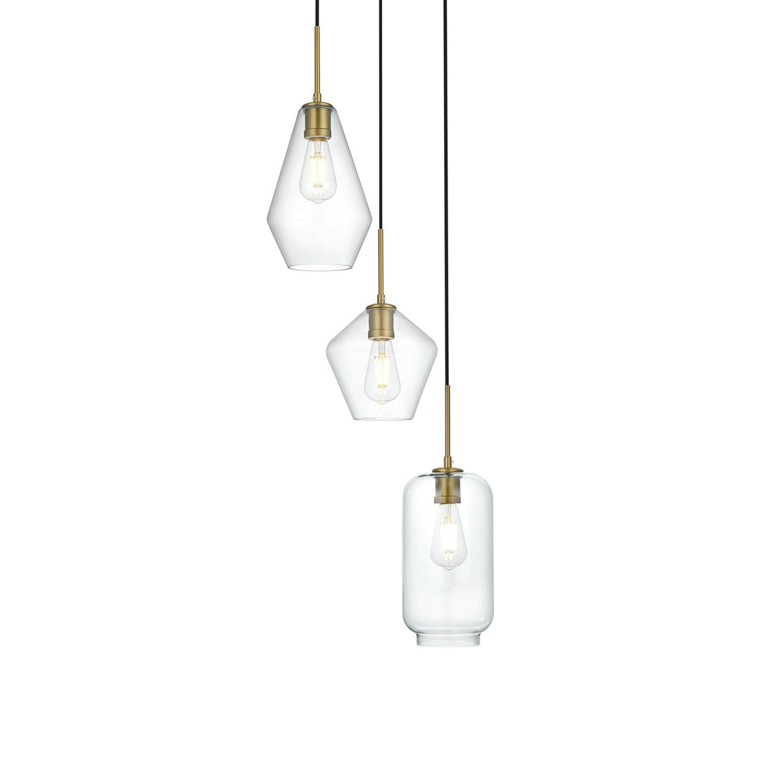 17.5 Inch Pendant Clear Shade In Satin Gold