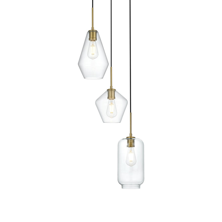 17.5 Inch Pendant Clear Shade In Satin Gold