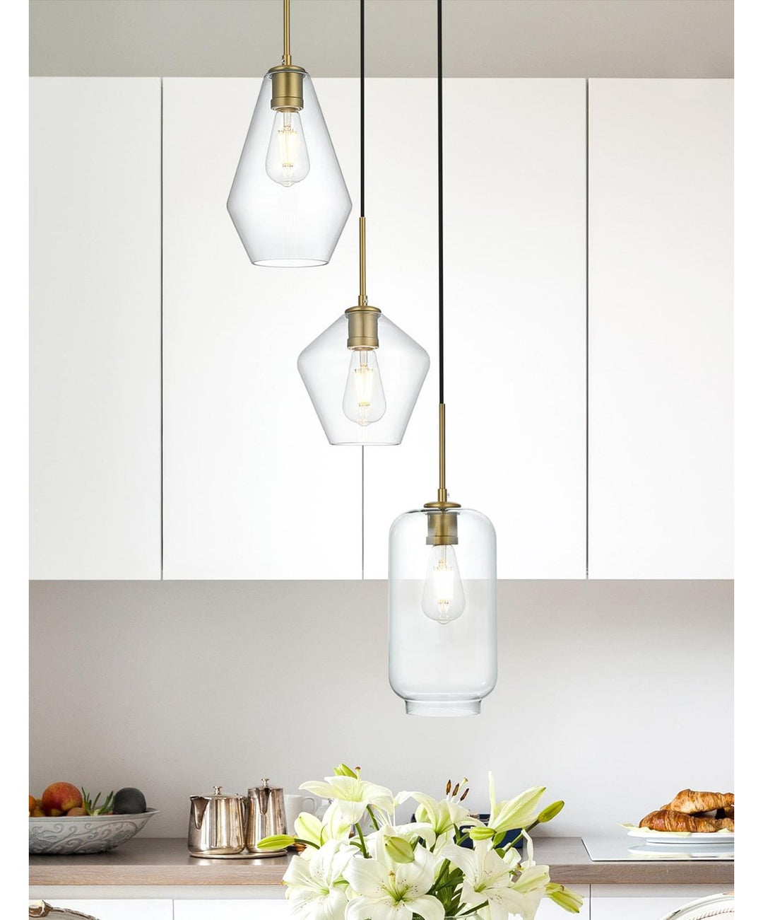 17.5 Inch Pendant Clear Shade In Satin Gold